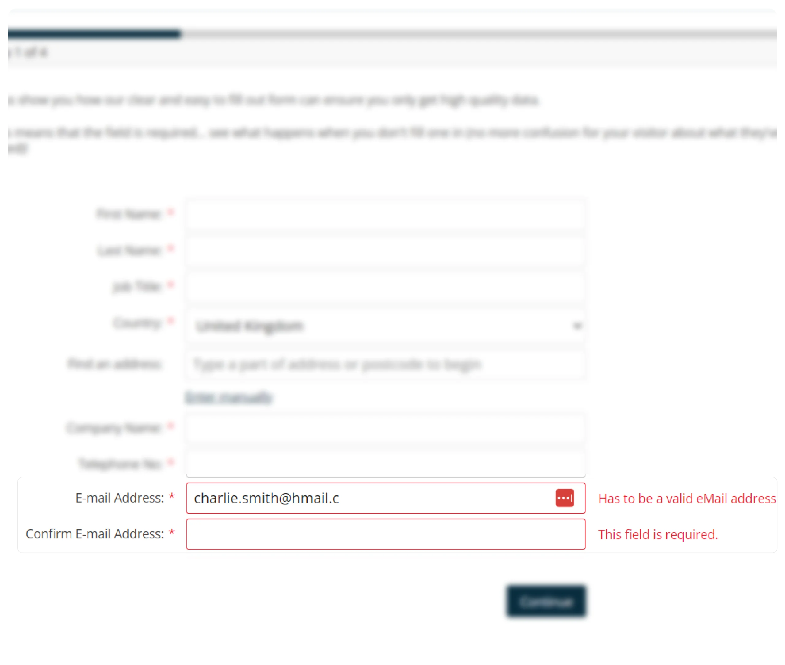 the recipient’s email address goes in the field